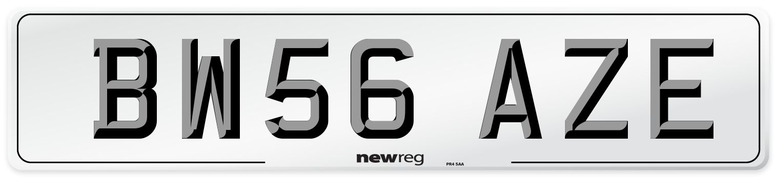 BW56 AZE Number Plate from New Reg